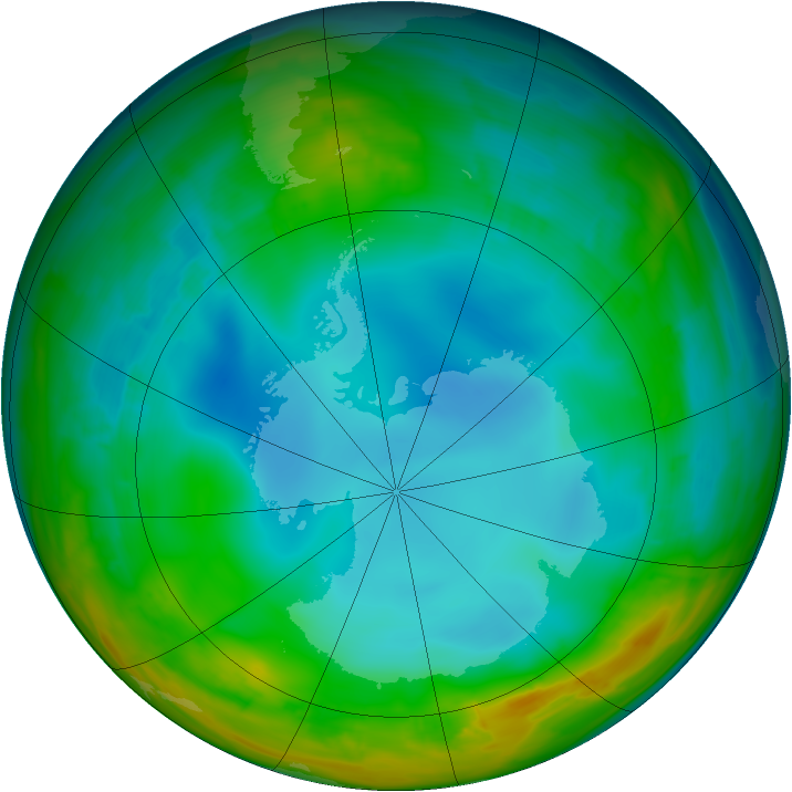 Antarctic ozone map for 23 July 2014